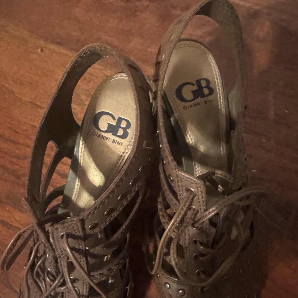 Gianni Bini Tan Lace-Up Heels